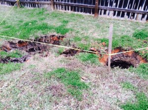 The holes are so deep that you can't touch the bottom with a 4 foot pole.